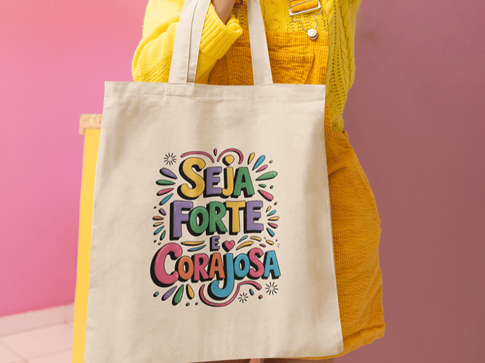 Ecobag criada pela Docinho com sublimação personalizada