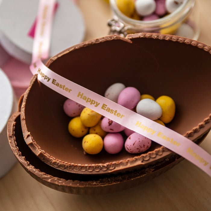 Fitas de cetim personalizadas para a Páscoa
